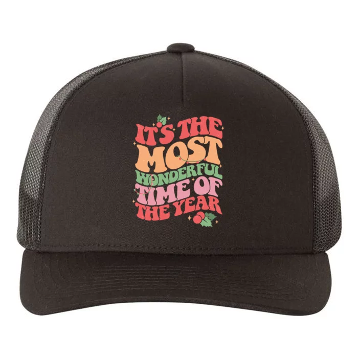 Its The Most Wonderful Time Of The Year Christmas Groovy Yupoong Adult 5-Panel Trucker Hat