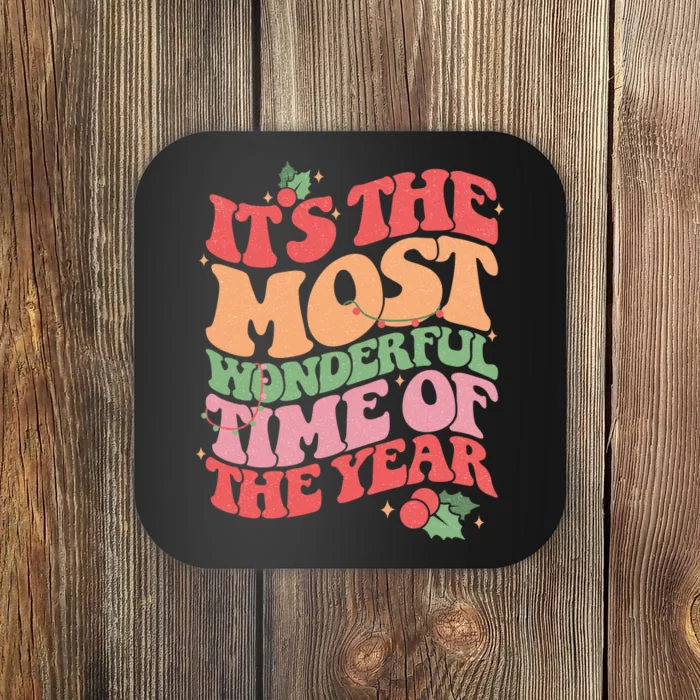 Its The Most Wonderful Time Of The Year Christmas Groovy Coaster