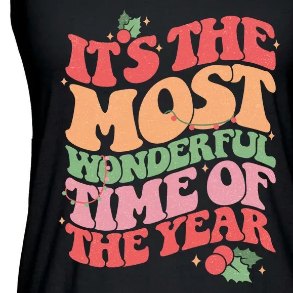 Its The Most Wonderful Time Of The Year Christmas Groovy Ladies Essential Flowy Tank