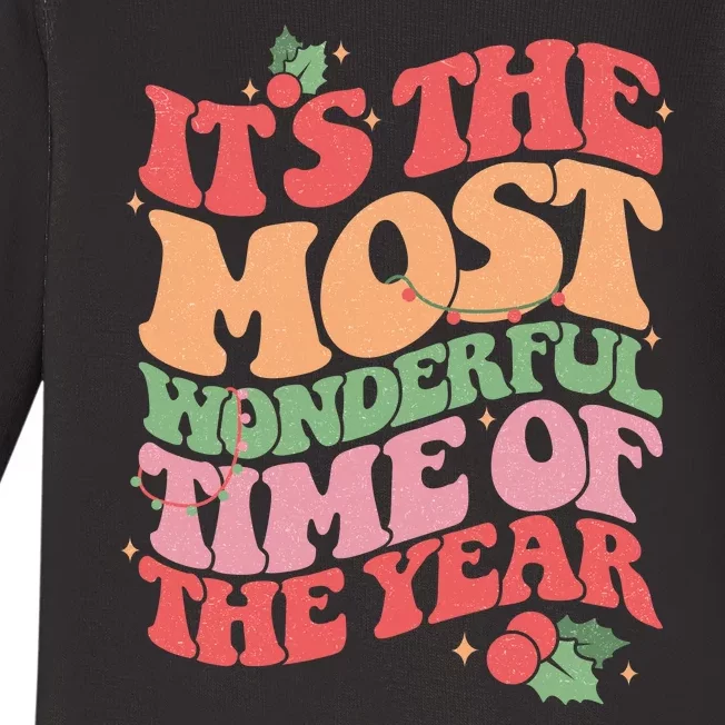 Its The Most Wonderful Time Of The Year Christmas Groovy Baby Long Sleeve Bodysuit