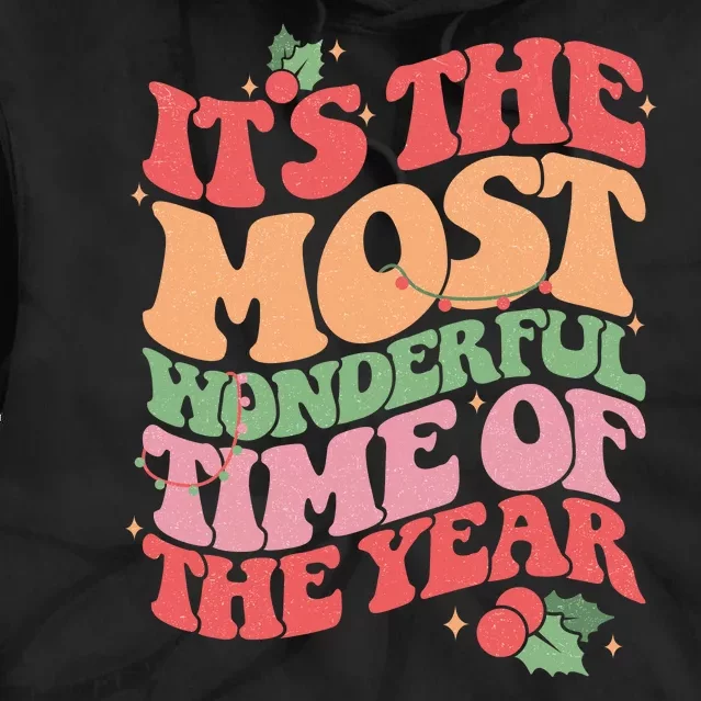 Its The Most Wonderful Time Of The Year Christmas Groovy Tie Dye Hoodie