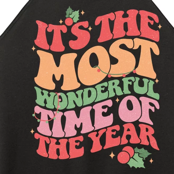 Its The Most Wonderful Time Of The Year Christmas Groovy Women’s Perfect Tri Rocker Tank