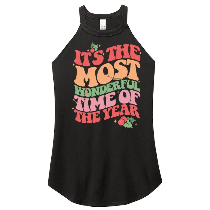 Its The Most Wonderful Time Of The Year Christmas Groovy Women’s Perfect Tri Rocker Tank