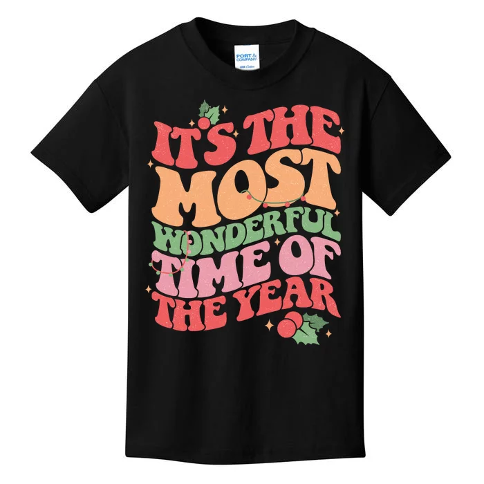 Its The Most Wonderful Time Of The Year Christmas Groovy Kids T-Shirt