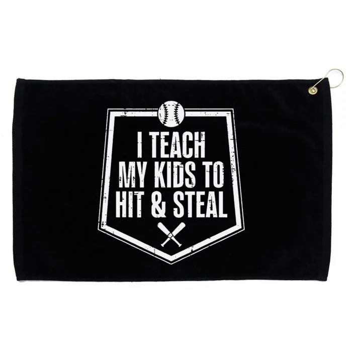 I Teach My To Hit Steal Fun Baseball Mom Dad Grommeted Golf Towel