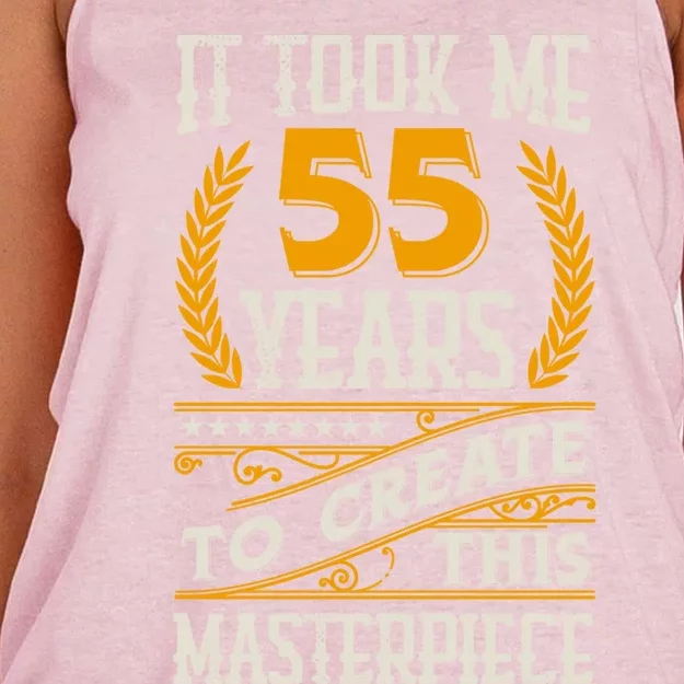 It Took Me 55 Year To Create This Masterpiece 55th Bgiftday Great Gift Women's Knotted Racerback Tank