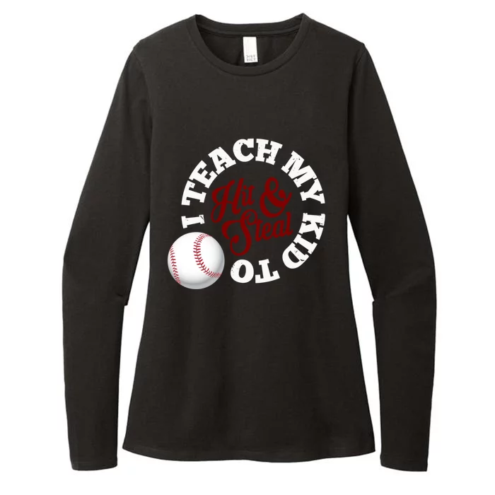 I Teach My To Hit And Steal Baseball Mom Dad Gift Womens CVC Long Sleeve Shirt