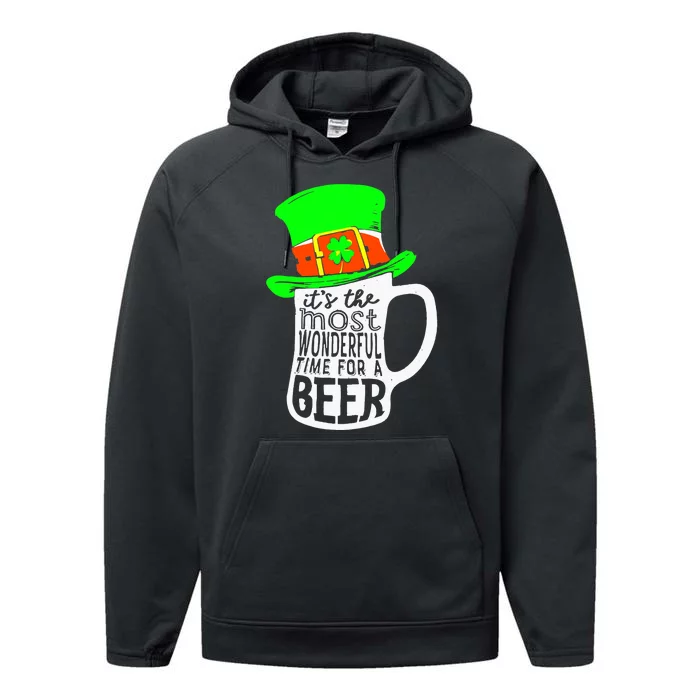 It's The Most Wonderful Time For A Beer Hat St.Patrick's Day Performance Fleece Hoodie