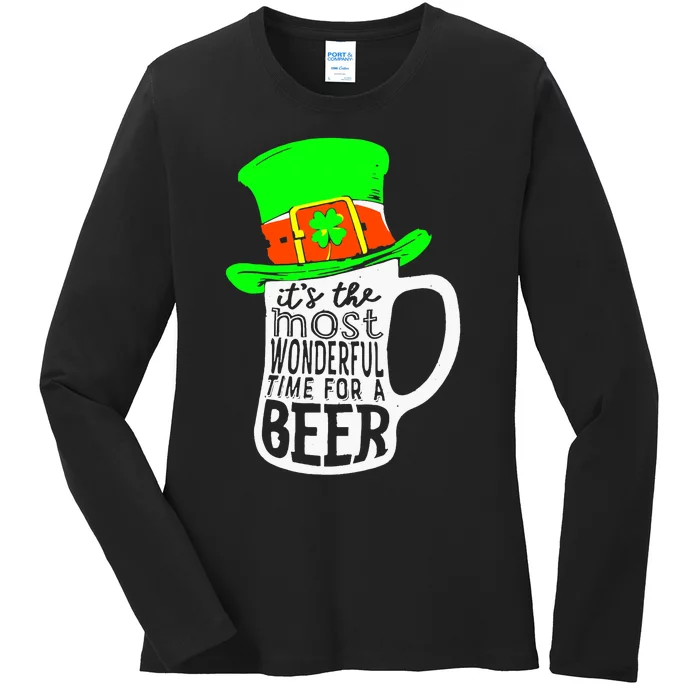 It's The Most Wonderful Time For A Beer Hat St.Patrick's Day Ladies Long Sleeve Shirt