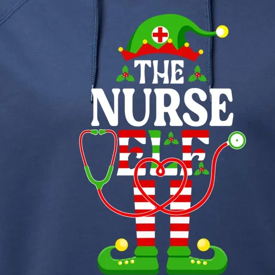 Im The Nurse Elf Cute Gift Funny Christmas Family Matching Gift Performance Fleece Hoodie