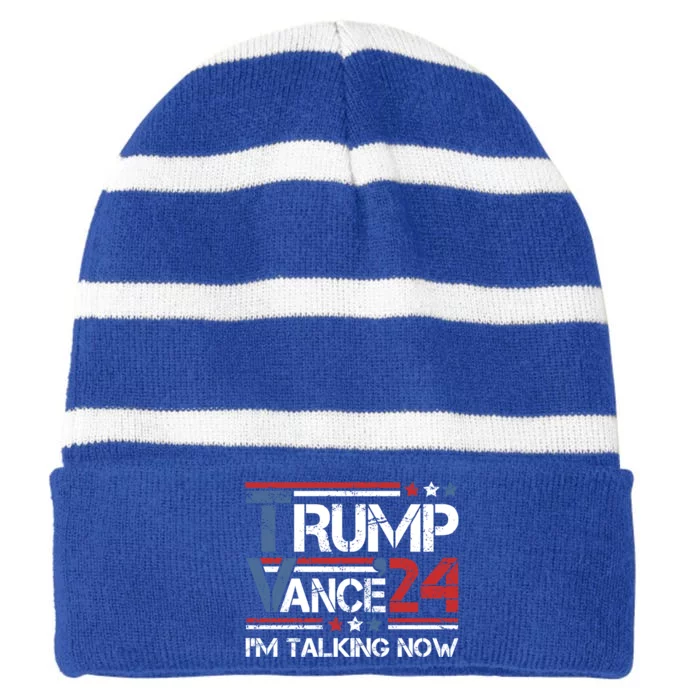 Im Talking Now Trump Vance 2024 Gift Striped Beanie with Solid Band