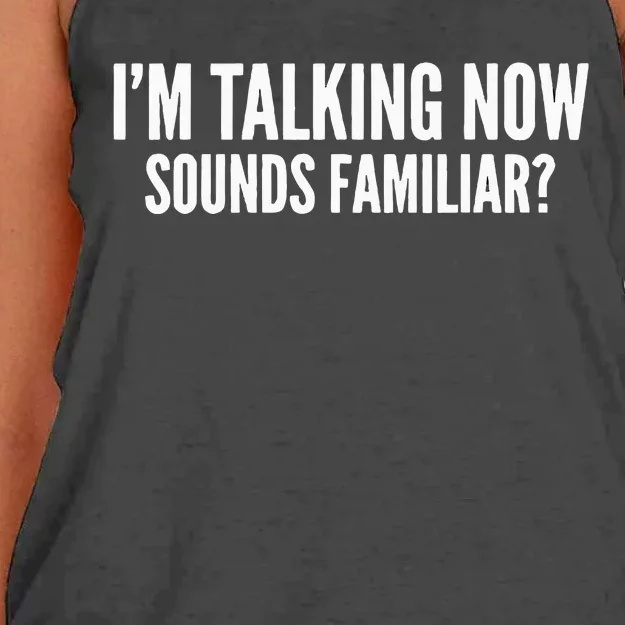 IM Talking Now. Sound Familiar Funny Trump Debate 2024 Women's Knotted Racerback Tank