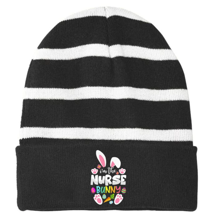 I'm The Nurse Bunny Ears Easter Egg Striped Beanie with Solid Band