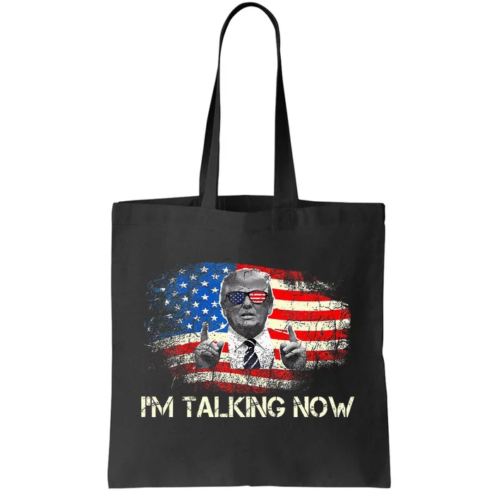 IM Talking Now Donald Trump American Flag Tote Bag