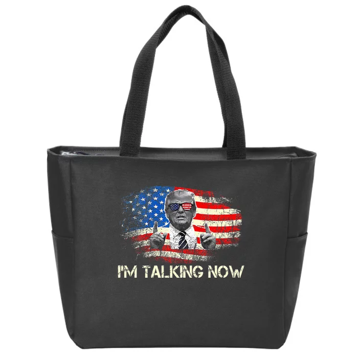 IM Talking Now Donald Trump American Flag Zip Tote Bag