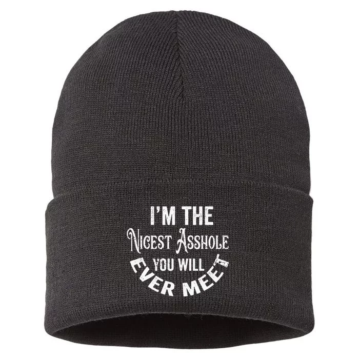 Im The Nicest Asshole You Will Ever Meet Funny Sarcastic Sustainable Knit Beanie