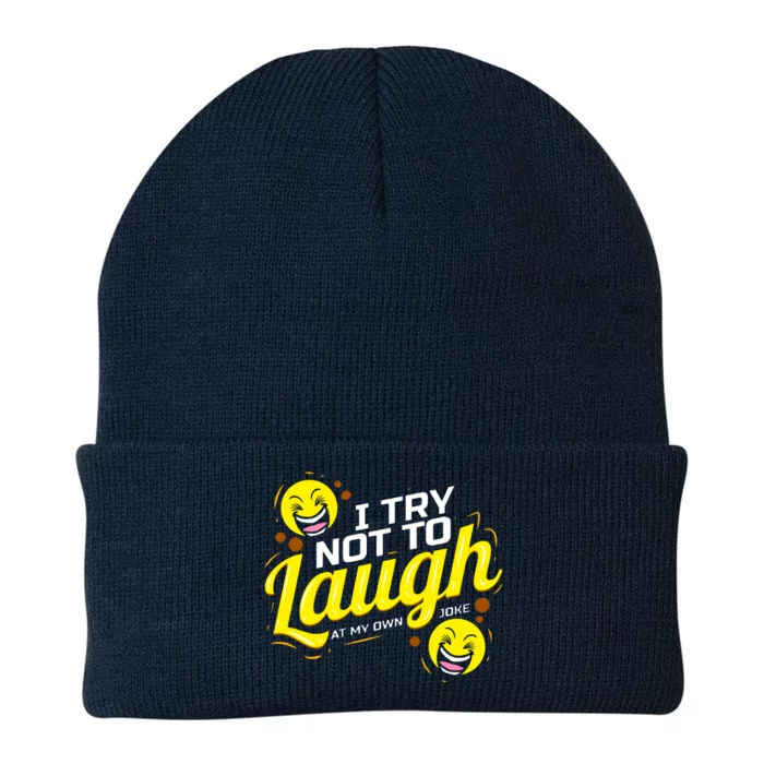 I Try Not To Laugh At My Own Jokes Funny Knit Cap Winter Beanie