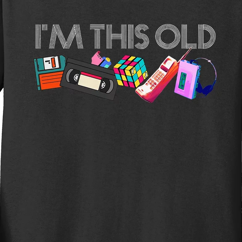 IM This Old 80s Technology Icons 1980s Birthday Kids Long Sleeve Shirt