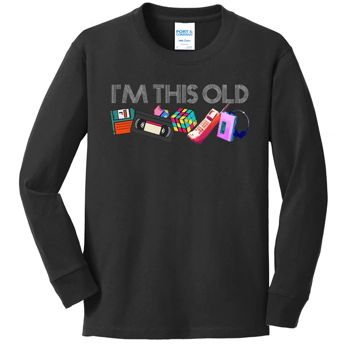 IM This Old 80s Technology Icons 1980s Birthday Kids Long Sleeve Shirt