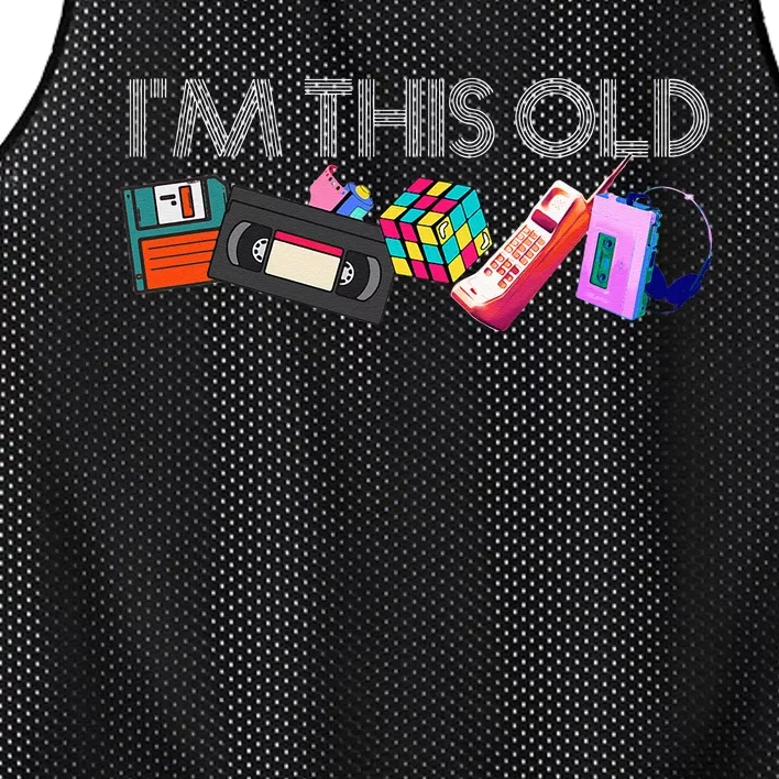 Im This Old 80s Technology Icons 1980s Birthday Mesh Reversible Basketball Jersey Tank