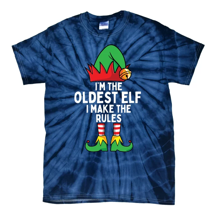 Im The Oldest Elf Matching Family Christmas Tie-Dye T-Shirt