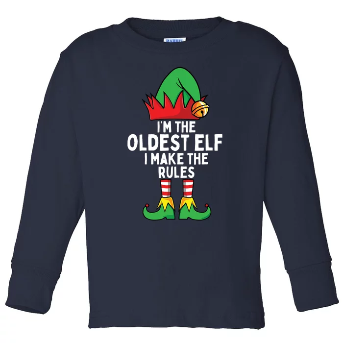 Im The Oldest Elf Matching Family Christmas Toddler Long Sleeve Shirt