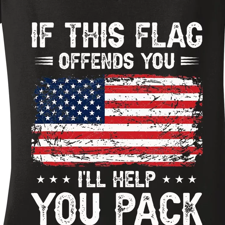 If This Offends You Ill Help You Pack USA American Flag Women's V-Neck T-Shirt