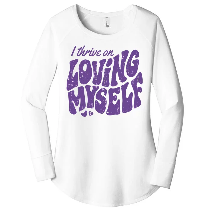 I Thrive On Loving Myself Retro Quote Women's Perfect Tri Tunic Long Sleeve Shirt