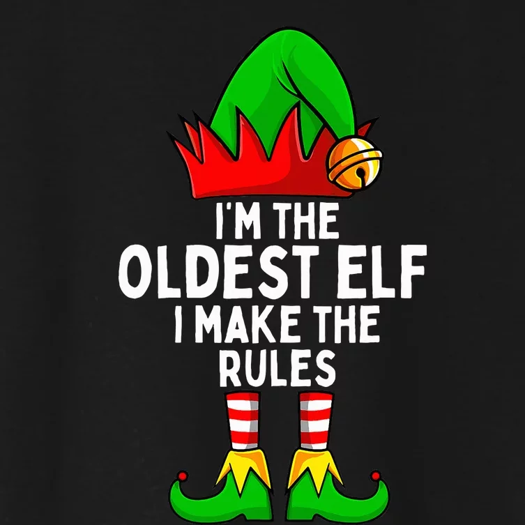 IM The Oldest Elf Matching Family Christmas Women's Crop Top Tee