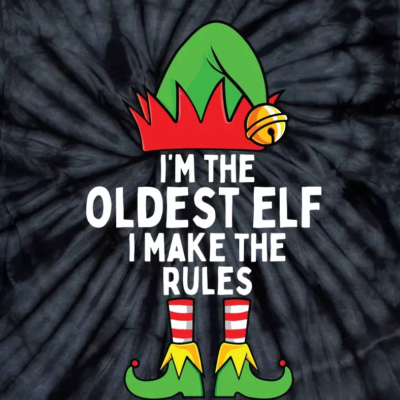 Im The Oldest Elf Matching Family Christmas Tie-Dye T-Shirt