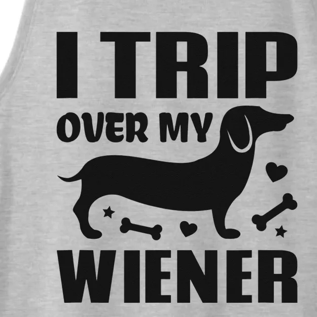 I Trip Over My Wiener Best friend Dog Lover Dachshund Ladies Tri-Blend Wicking Tank