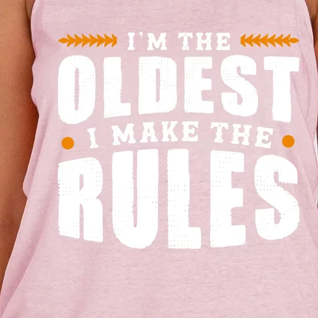 IM The Oldest I Make The Rules Sibling Outfit Quote Women's Knotted Racerback Tank