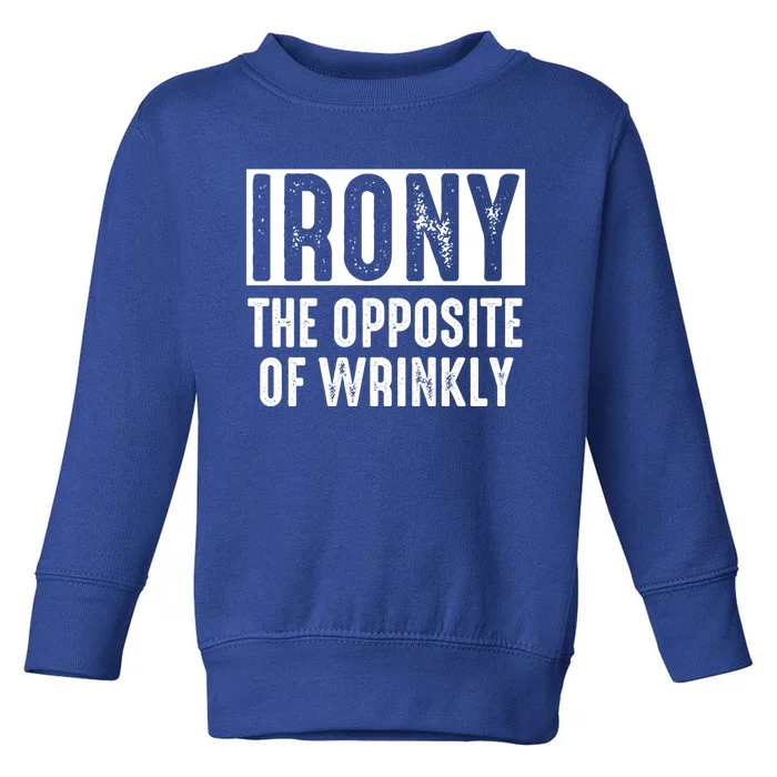 Irony The Opposite Of Wrinkly Dad Pun Grammar Rules Fan Gift Toddler Sweatshirt