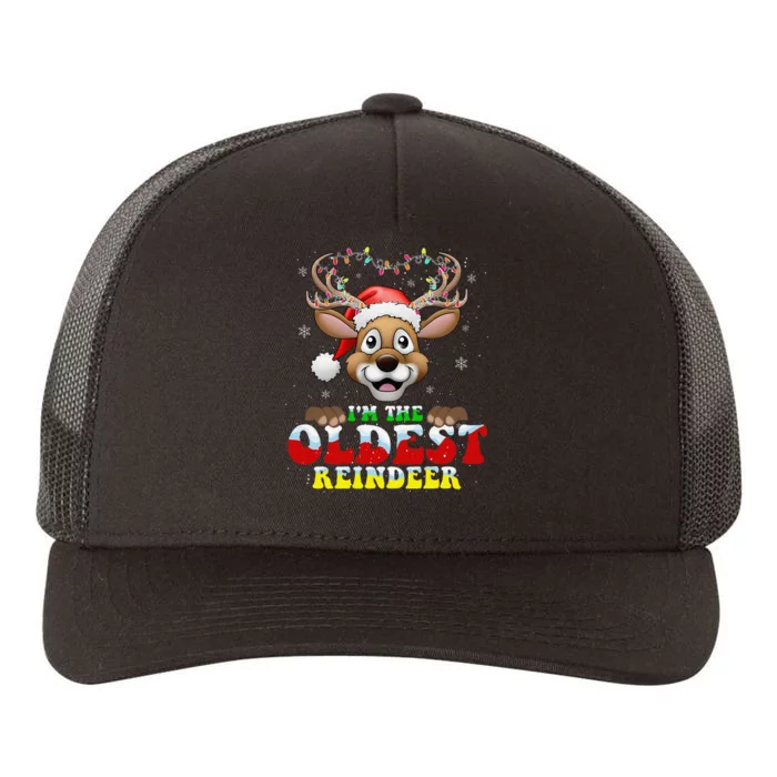 IM The Oldest Reindeer Matching Christmas Xmas Yupoong Adult 5-Panel Trucker Hat