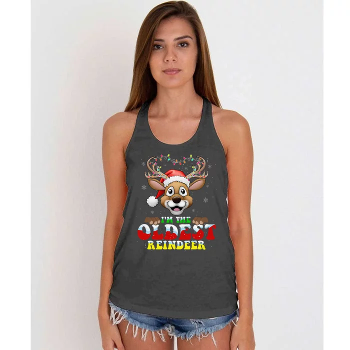 IM The Oldest Reindeer Matching Christmas Xmas Women's Knotted Racerback Tank