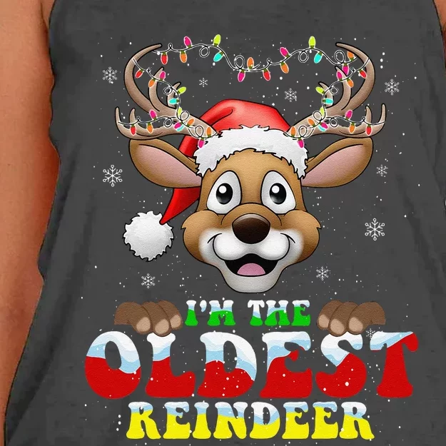 IM The Oldest Reindeer Matching Christmas Xmas Women's Knotted Racerback Tank