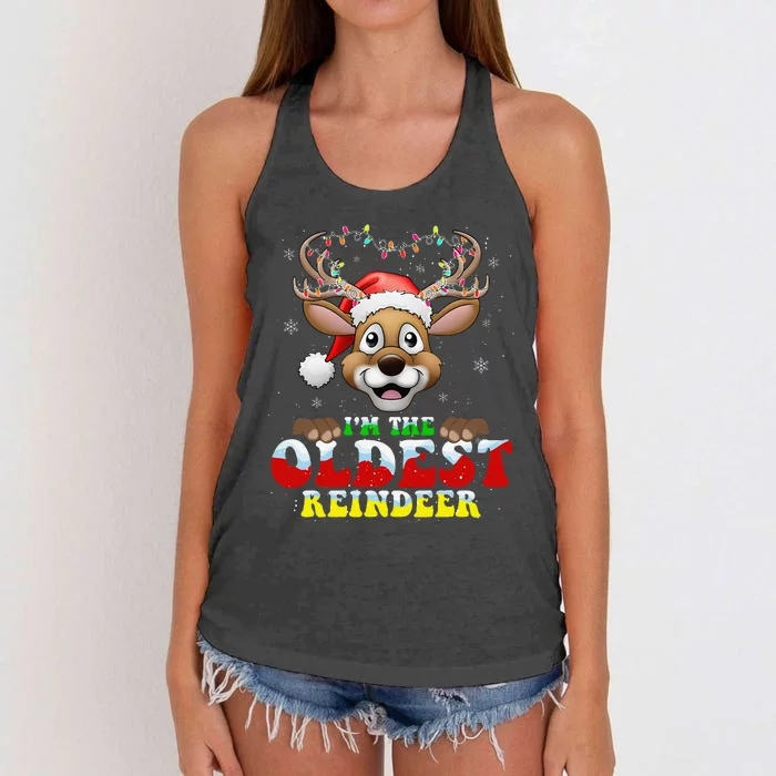 IM The Oldest Reindeer Matching Christmas Xmas Women's Knotted Racerback Tank