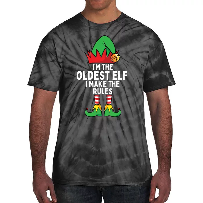 Im The Oldest Elf Matching Family Christmas Tie-Dye T-Shirt