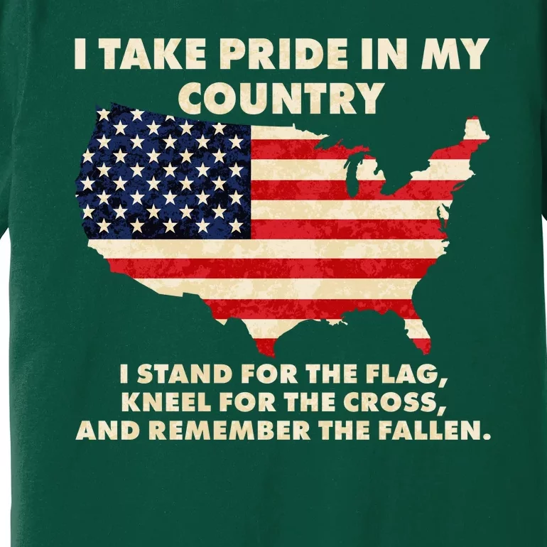 I Take Pride In My Country Distressed USA American Flag Map Premium T-Shirt