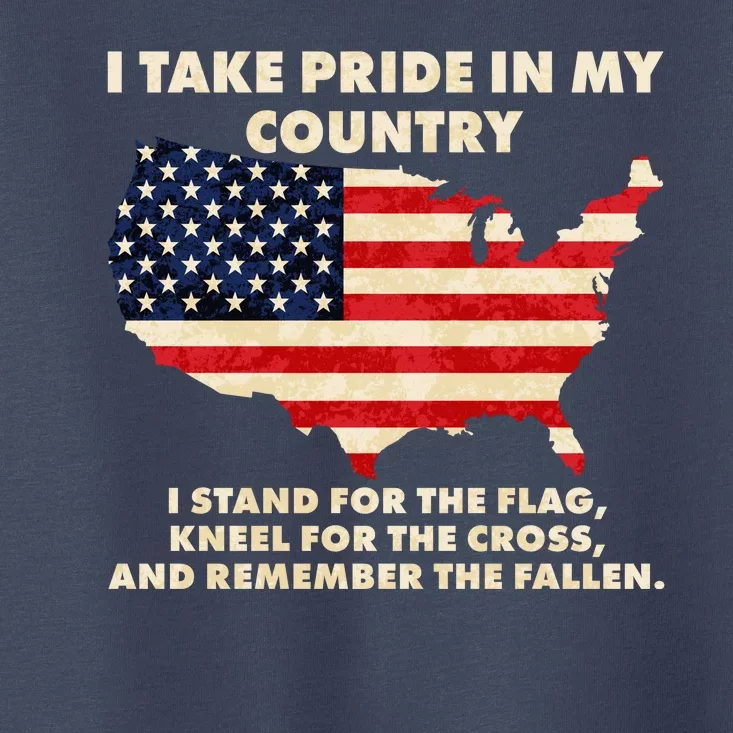 I Take Pride In My Country Distressed USA American Flag Map Toddler T-Shirt