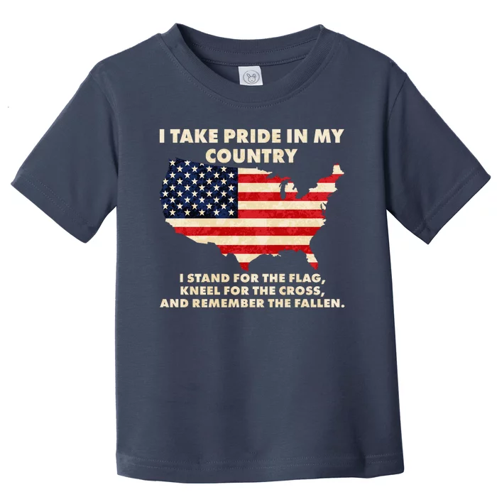 I Take Pride In My Country Distressed USA American Flag Map Toddler T-Shirt