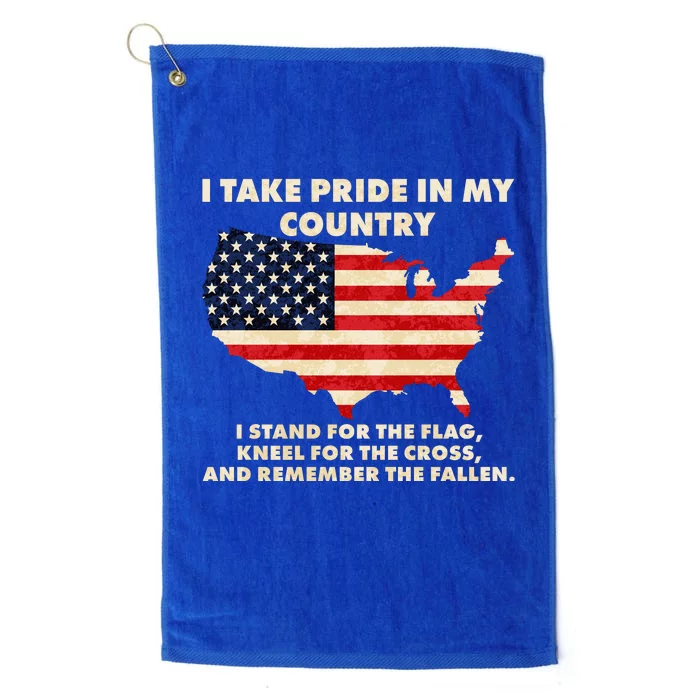 I Take Pride In My Country Distressed USA American Flag Map Platinum Collection Golf Towel