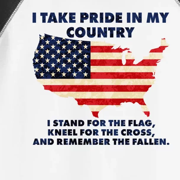 I Take Pride In My Country Distressed USA American Flag Map Toddler Fine Jersey T-Shirt