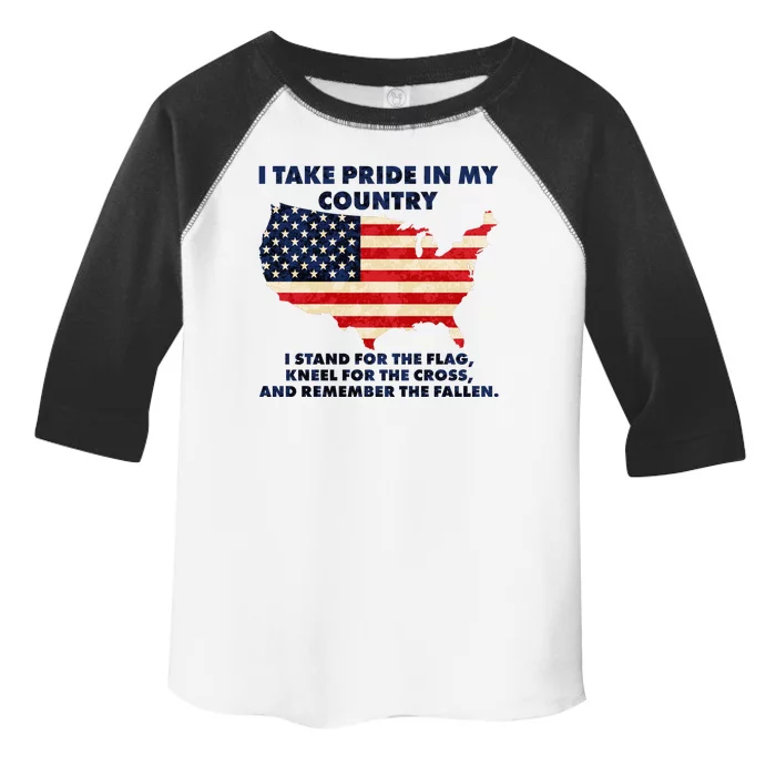 I Take Pride In My Country Distressed USA American Flag Map Toddler Fine Jersey T-Shirt