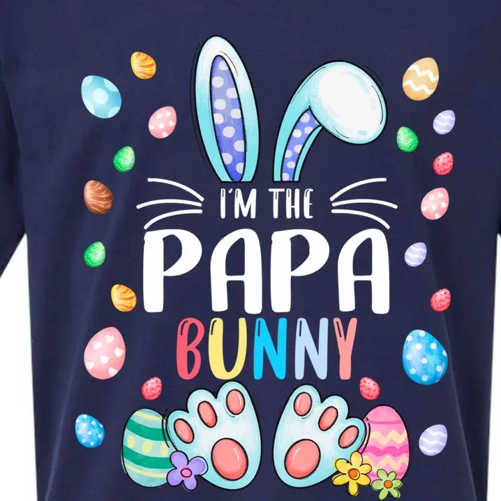 I'm The Papa Bunny Ears Easter Day Family Matching Gift Sueded Cloud Jersey T-Shirt