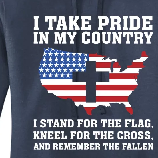 I Take Pride In My Country I Stand For The Flag American Gift Women's Pullover Hoodie