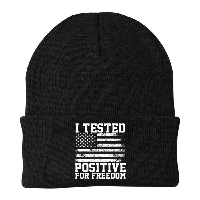 I Tested Positive For Freedom Republican Party American Flag Knit Cap Winter Beanie