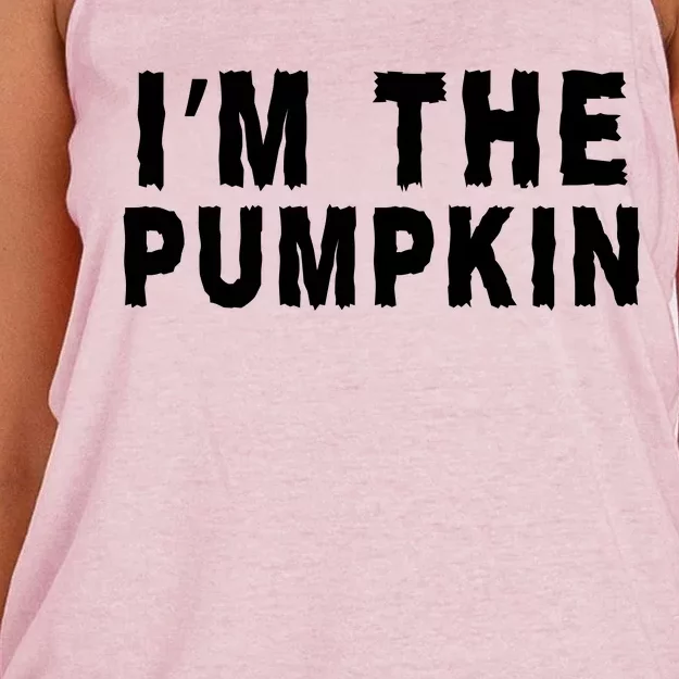 IM The Pumpkin Jackolantern Pumpkin Halloween Costume Couple Funny Halloween Women's Knotted Racerback Tank