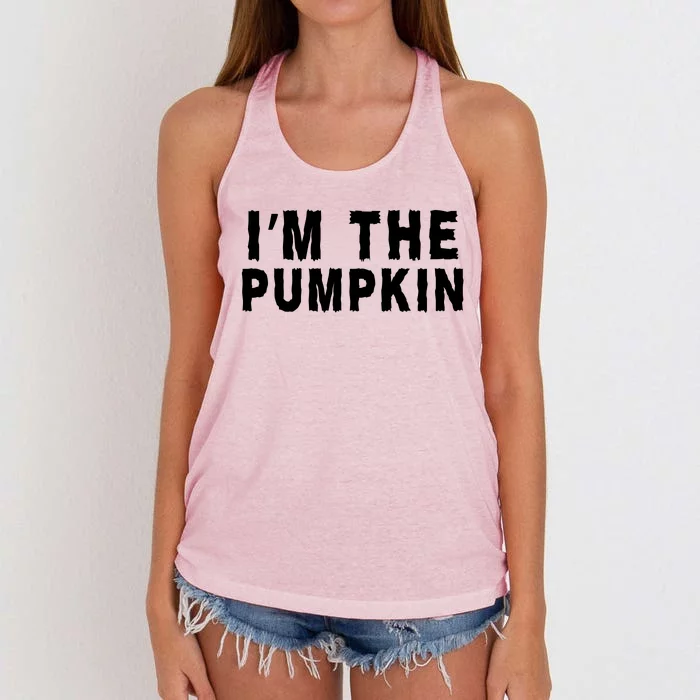 IM The Pumpkin Jackolantern Pumpkin Halloween Costume Couple Funny Halloween Women's Knotted Racerback Tank