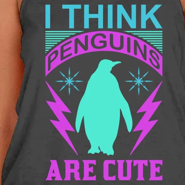 I Think Penguins Are Cute Women's Knotted Racerback Tank